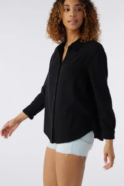 LENI CRINKLE DOUBLE GAUZE BUTTON DOWN SHIRT