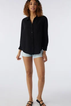 LENI CRINKLE DOUBLE GAUZE BUTTON DOWN SHIRT