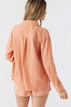 LENI CRINKLE DOUBLE GAUZE BUTTON DOWN SHIRT