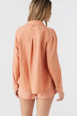 LENI CRINKLE DOUBLE GAUZE BUTTON DOWN SHIRT