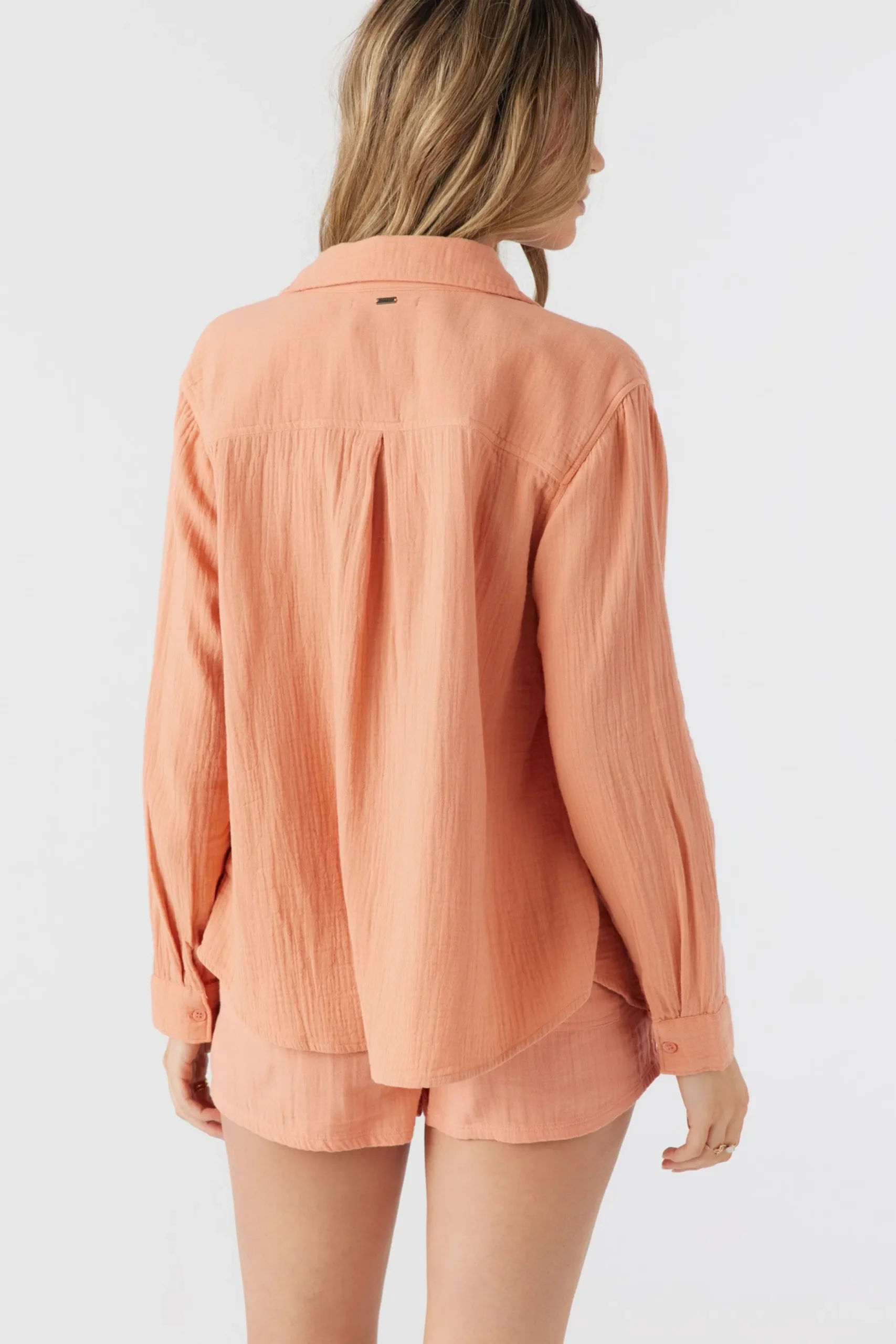 LENI CRINKLE DOUBLE GAUZE BUTTON DOWN SHIRT