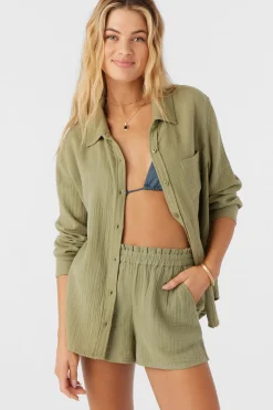 LENI CRINKLE DOUBLE GAUZE BUTTON DOWN SHIRT