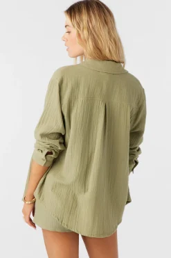 LENI CRINKLE DOUBLE GAUZE BUTTON DOWN SHIRT
