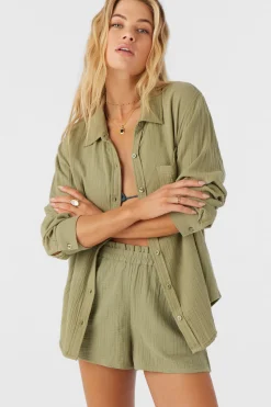 LENI CRINKLE DOUBLE GAUZE BUTTON DOWN SHIRT