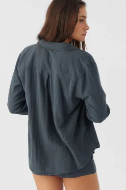 LENI CRINKLE DOUBLE GAUZE BUTTON DOWN SHIRT