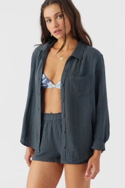 LENI CRINKLE DOUBLE GAUZE BUTTON DOWN SHIRT