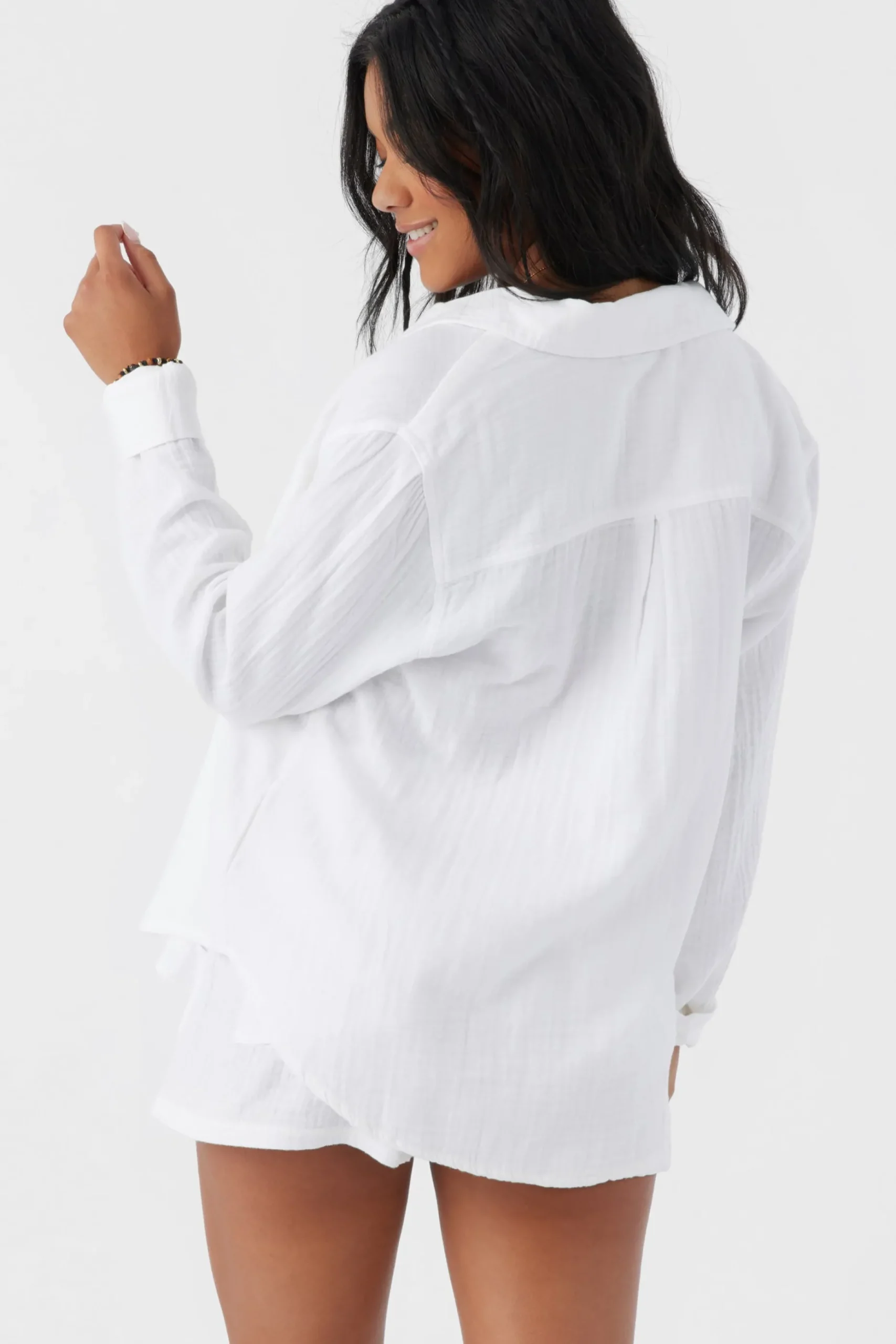LENI CRINKLE DOUBLE GAUZE BUTTON DOWN SHIRT