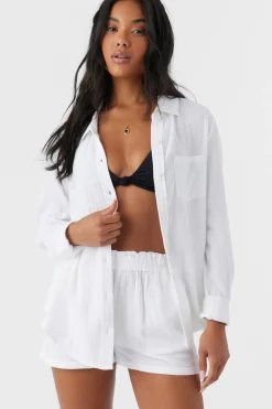 LENI CRINKLE DOUBLE GAUZE BUTTON DOWN SHIRT