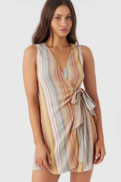 MAIZIE STRIPE WRAP MINI DRESS