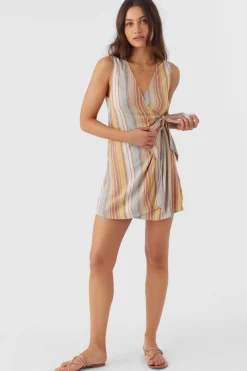 MAIZIE STRIPE WRAP MINI DRESS