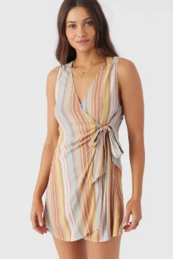 MAIZIE STRIPE WRAP MINI DRESS