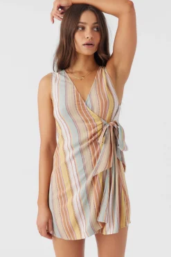 MAIZIE STRIPE WRAP MINI DRESS