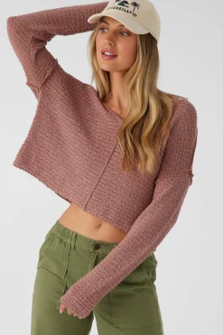 MARINA COTTON SLUB V-NECK SWEATER