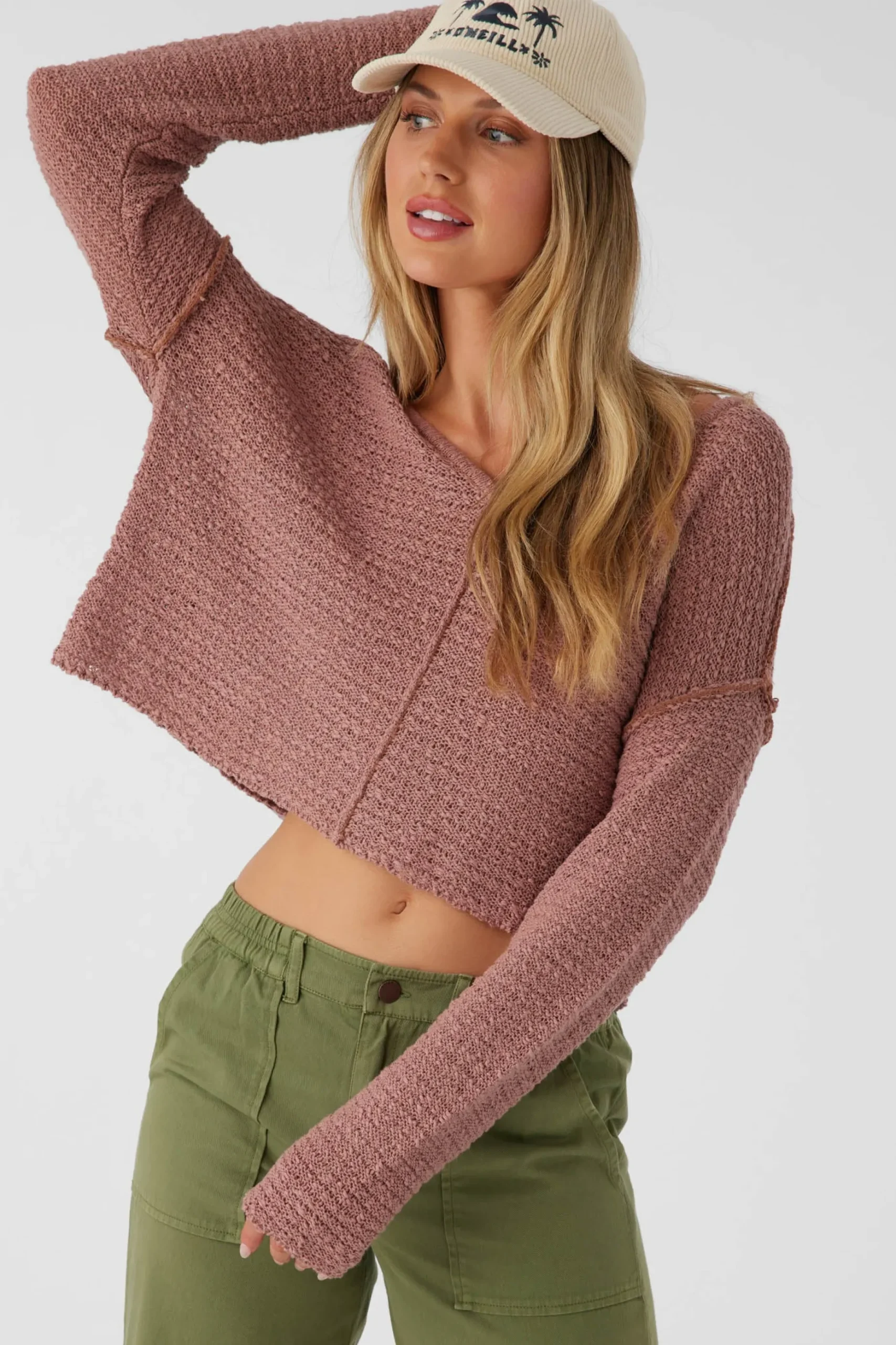 MARINA COTTON SLUB V-NECK SWEATER
