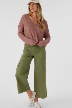 MARINA COTTON SLUB V-NECK SWEATER