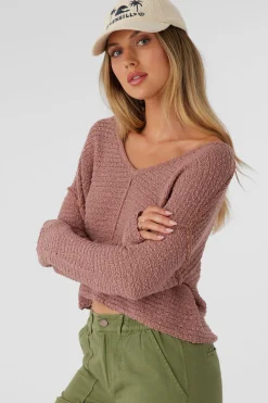 MARINA COTTON SLUB V-NECK SWEATER