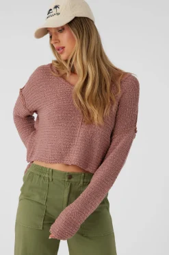 MARINA COTTON SLUB V-NECK SWEATER