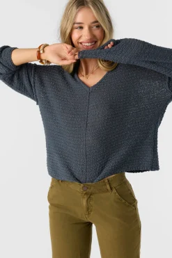 MARINA COTTON SLUB V-NECK SWEATER