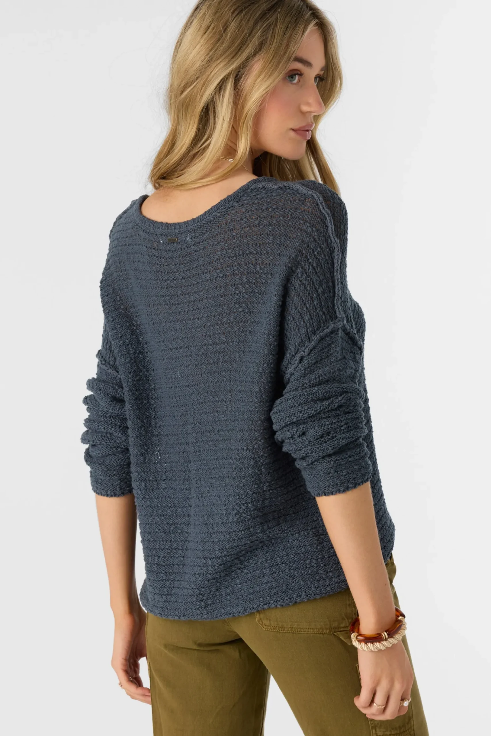 MARINA COTTON SLUB V-NECK SWEATER