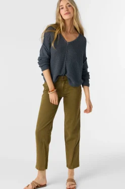 MARINA COTTON SLUB V-NECK SWEATER