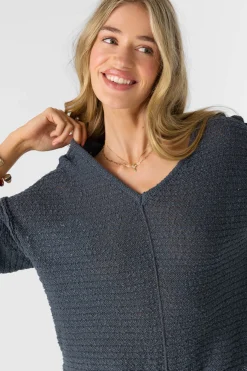 MARINA COTTON SLUB V-NECK SWEATER