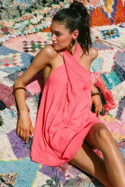 NAIMA SOLID HALTER DRESS