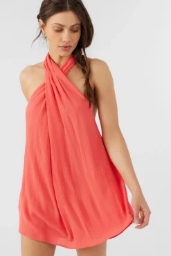 NAIMA SOLID HALTER DRESS
