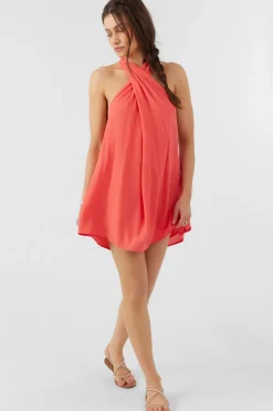 NAIMA SOLID HALTER DRESS