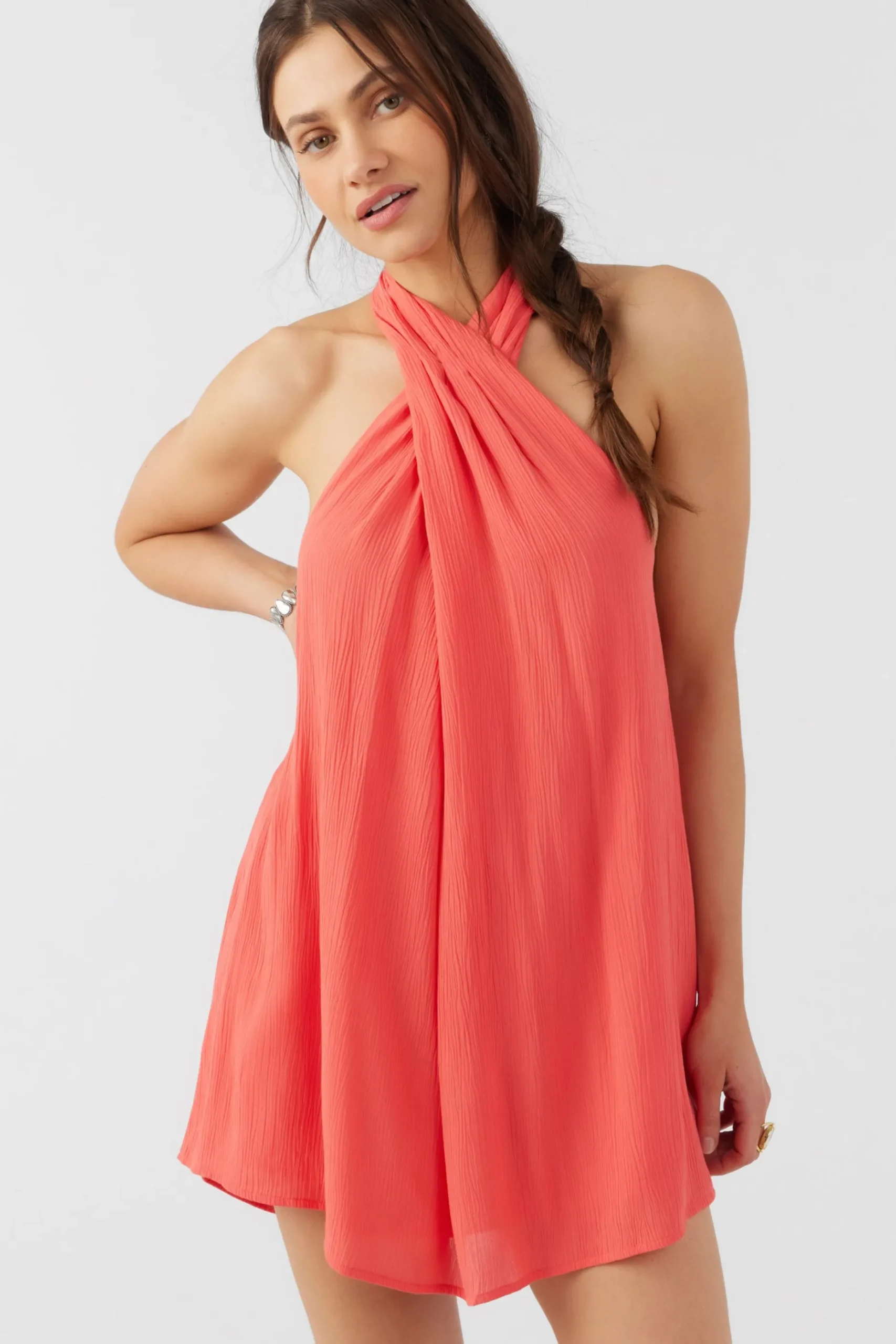 NAIMA SOLID HALTER DRESS