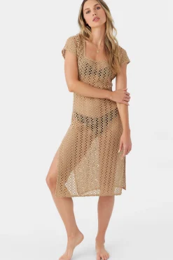 NINA MIDI CROCHET LACE COVER-UP DRESS