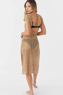 NINA MIDI CROCHET LACE COVER-UP DRESS