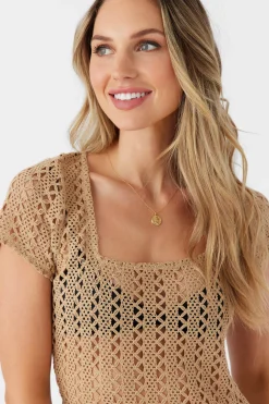 NINA MIDI CROCHET LACE COVER-UP DRESS