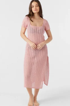 NINA MIDI CROCHET LACE COVER-UP DRESS