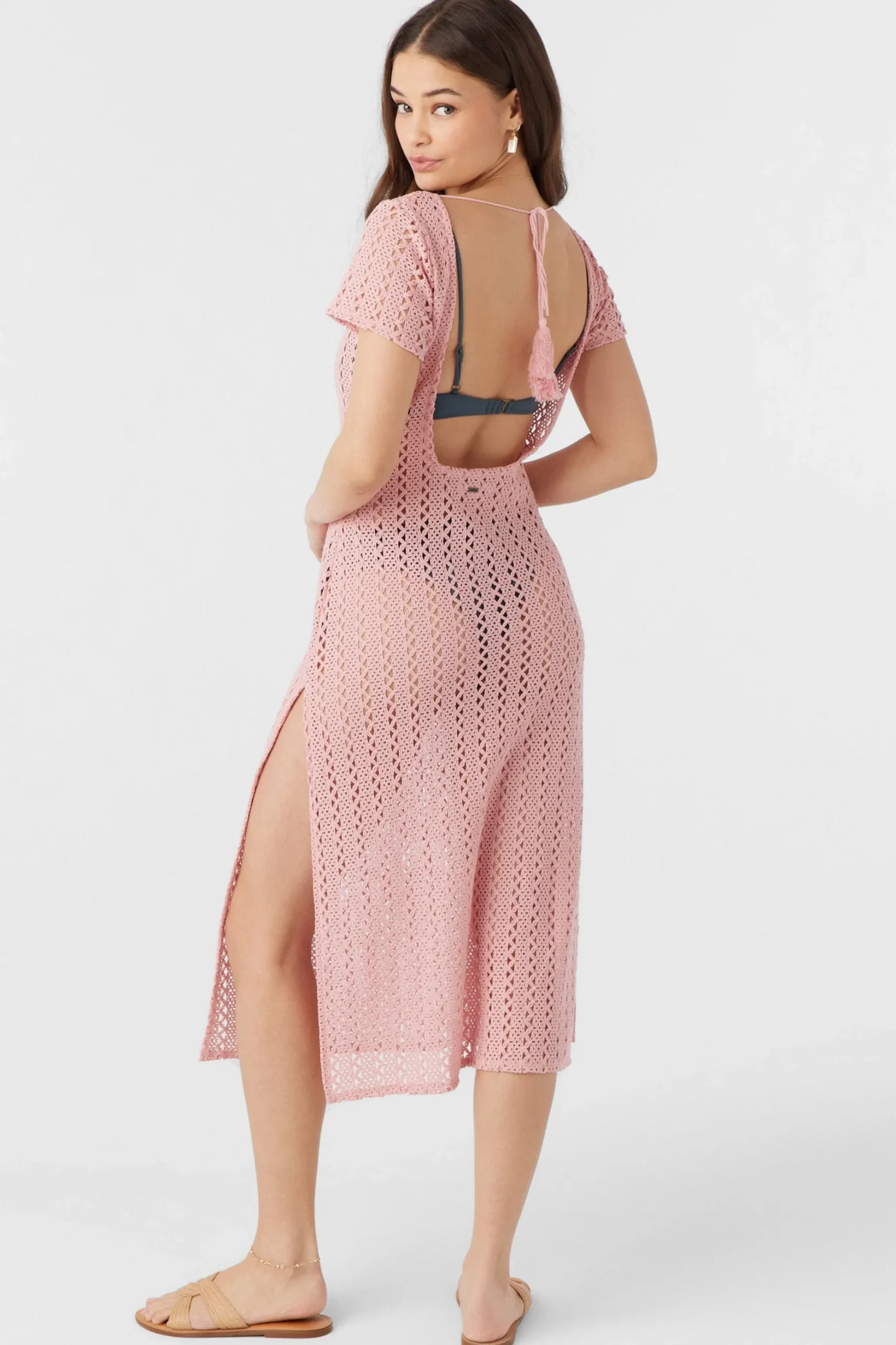 NINA MIDI CROCHET LACE COVER-UP DRESS