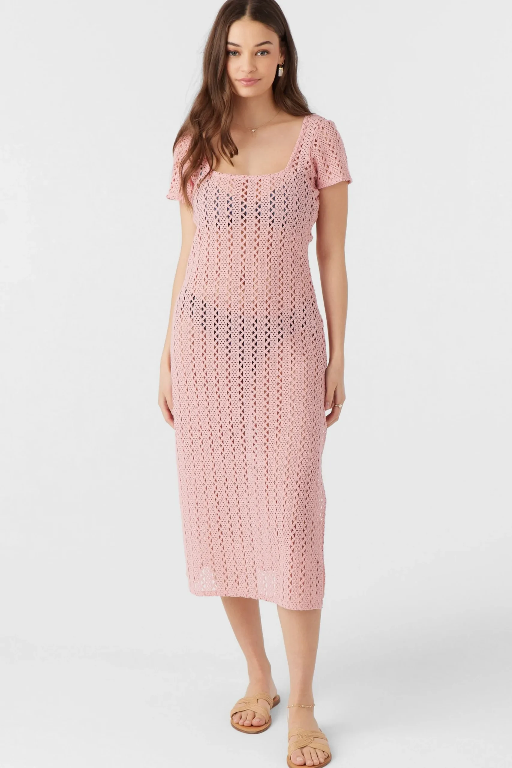 NINA MIDI CROCHET LACE COVER-UP DRESS