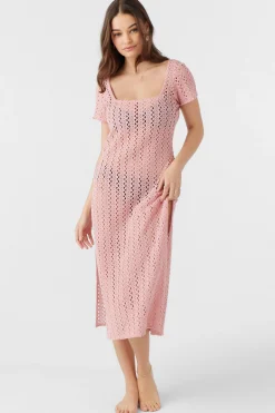 NINA MIDI CROCHET LACE COVER-UP DRESS