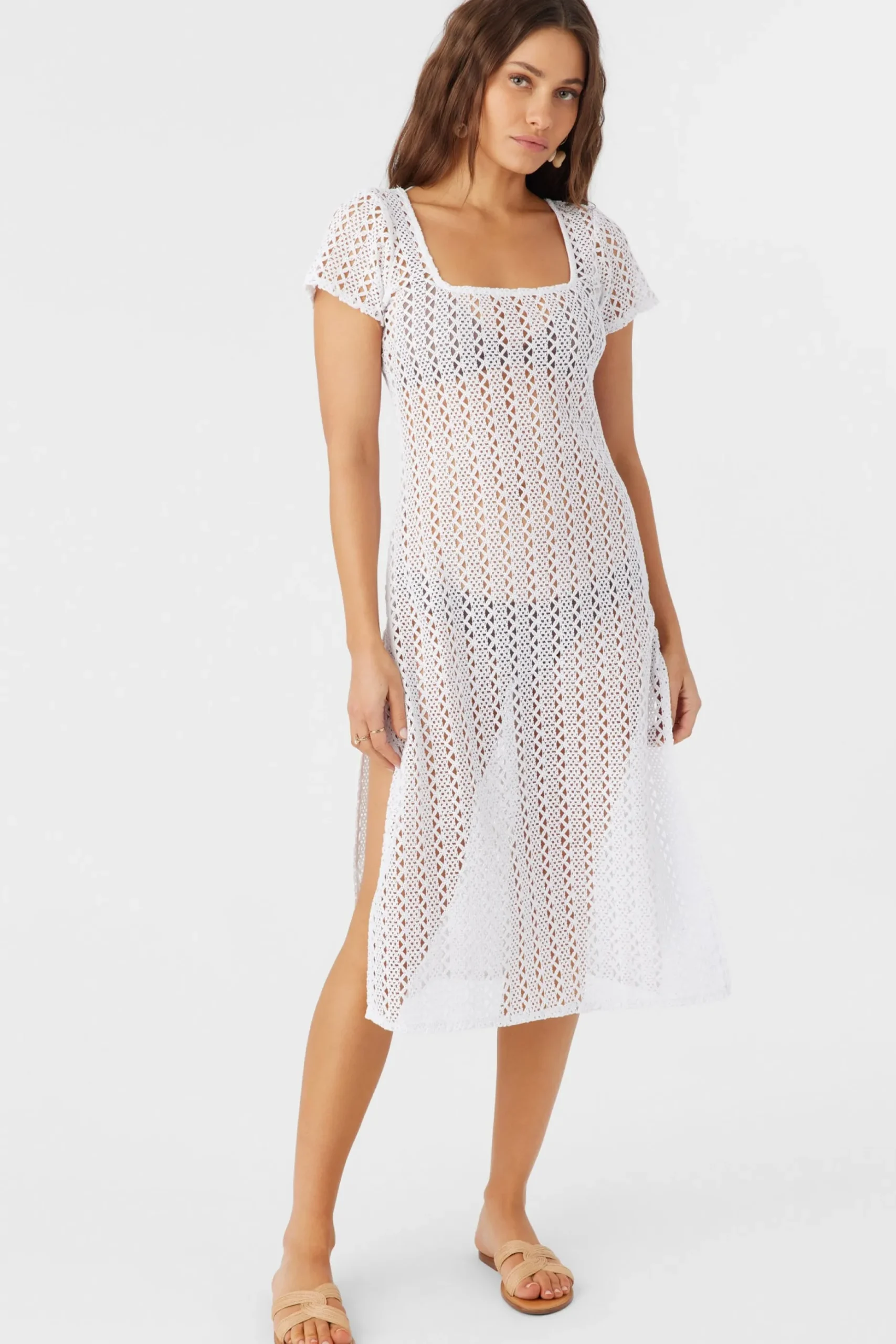 NINA MIDI CROCHET LACE COVER-UP DRESS