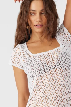 NINA MIDI CROCHET LACE COVER-UP DRESS