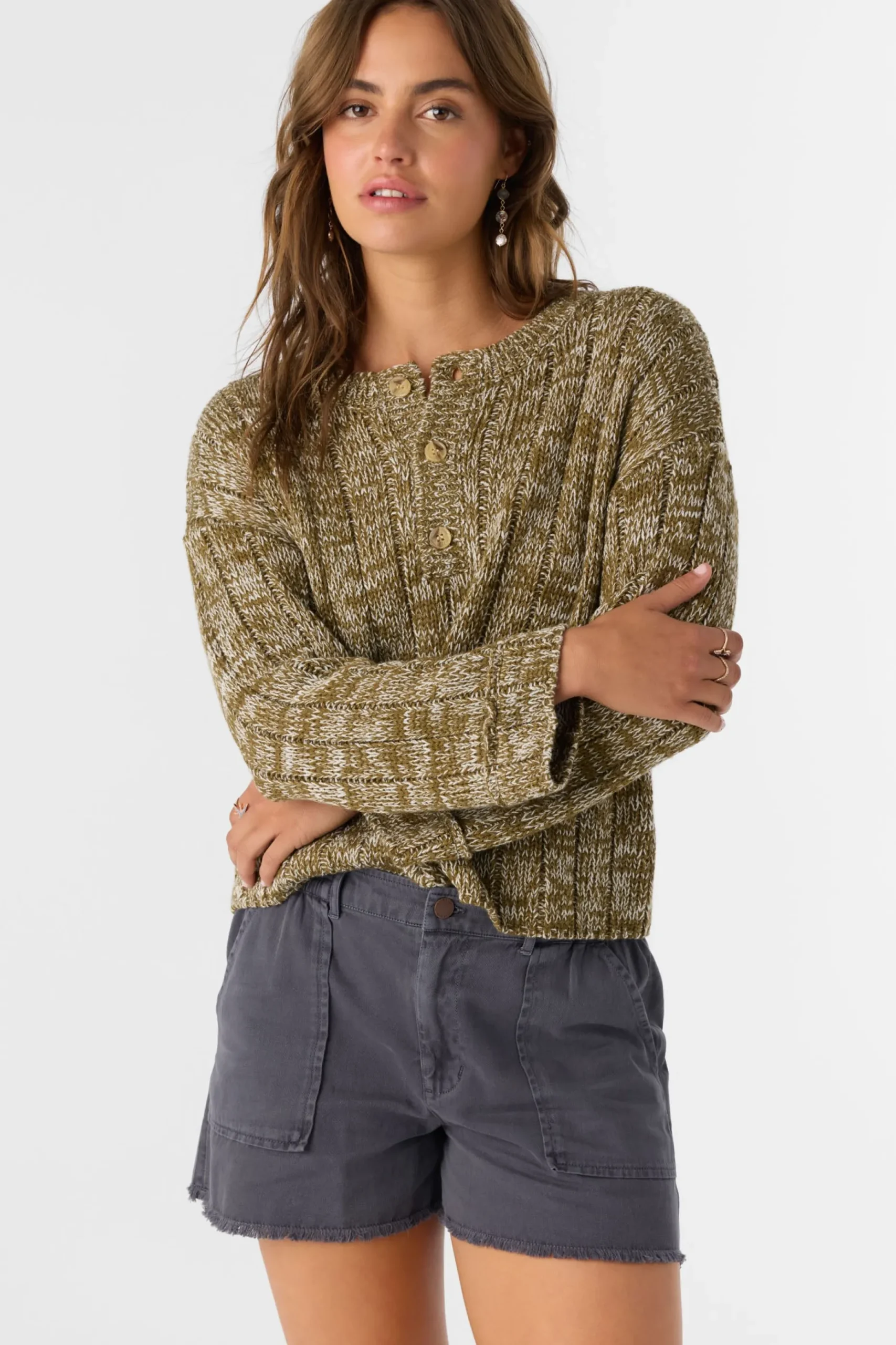 OCEANFRONT HENLEY LONG SLEEVE SWEATER