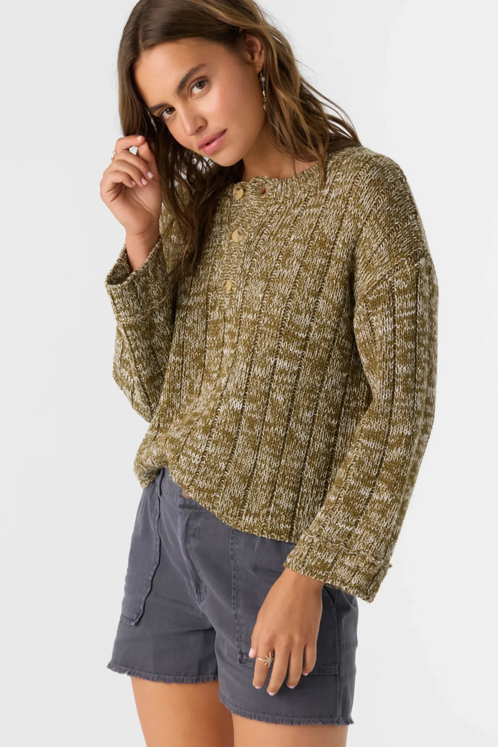 OCEANFRONT HENLEY LONG SLEEVE SWEATER