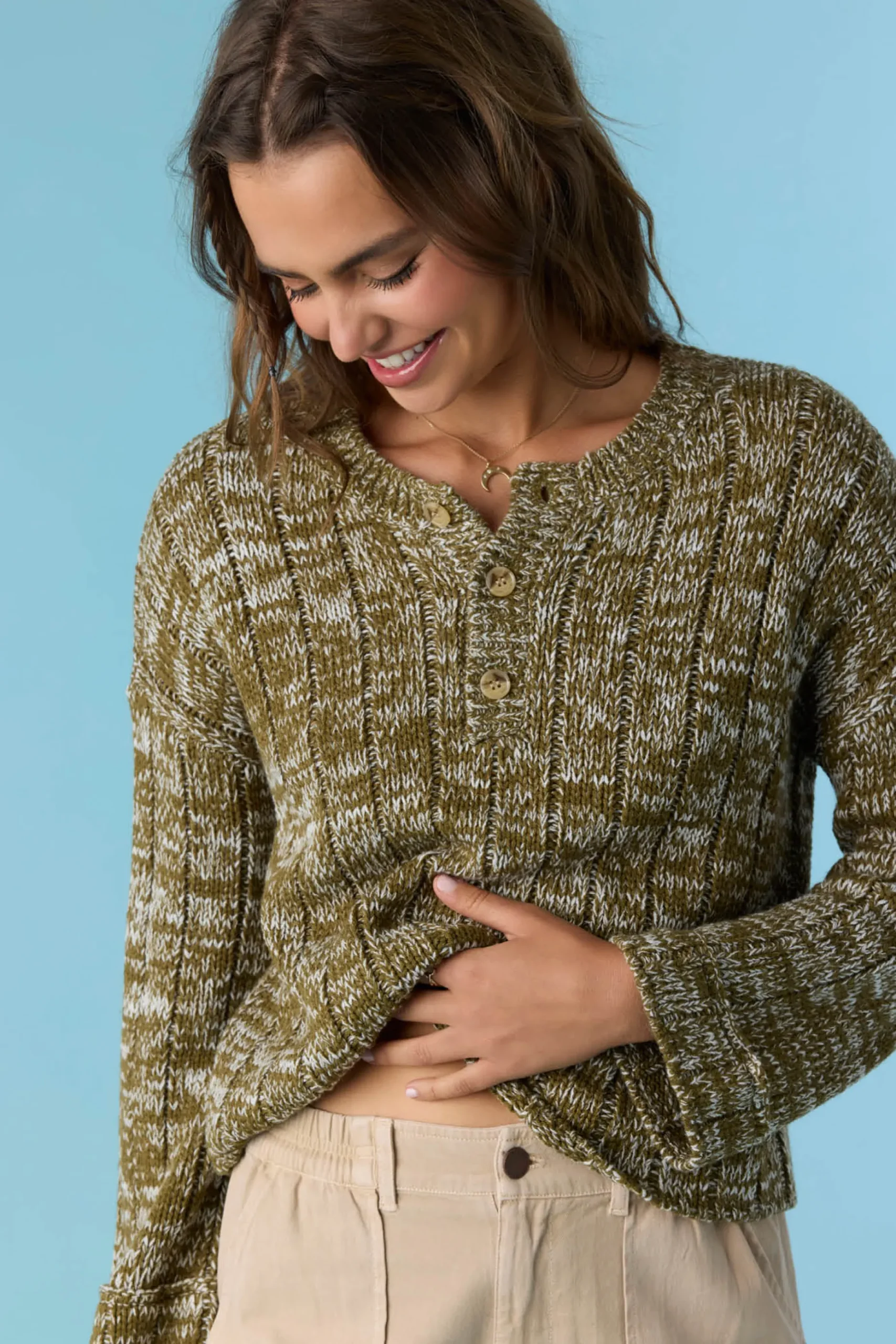 OCEANFRONT HENLEY LONG SLEEVE SWEATER
