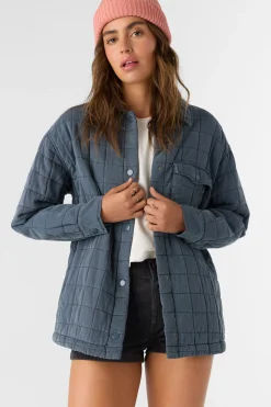 RYA QUILTED OVERSIZED FIT SNAP FRONT JACKET