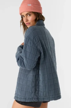 RYA QUILTED OVERSIZED FIT SNAP FRONT JACKET