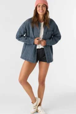 RYA QUILTED OVERSIZED FIT SNAP FRONT JACKET