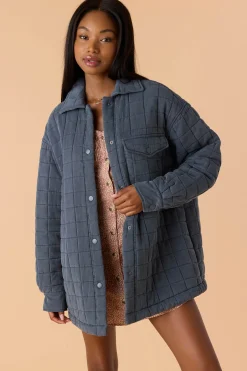 RYA QUILTED OVERSIZED FIT SNAP FRONT JACKET
