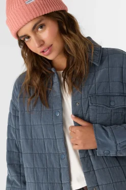 RYA QUILTED OVERSIZED FIT SNAP FRONT JACKET