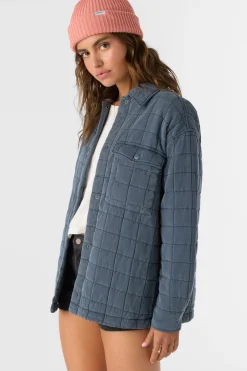RYA QUILTED OVERSIZED FIT SNAP FRONT JACKET