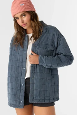 RYA QUILTED OVERSIZED FIT SNAP FRONT JACKET