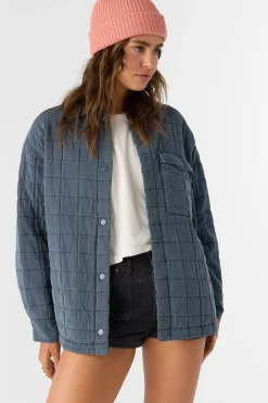 RYA QUILTED OVERSIZED FIT SNAP FRONT JACKET