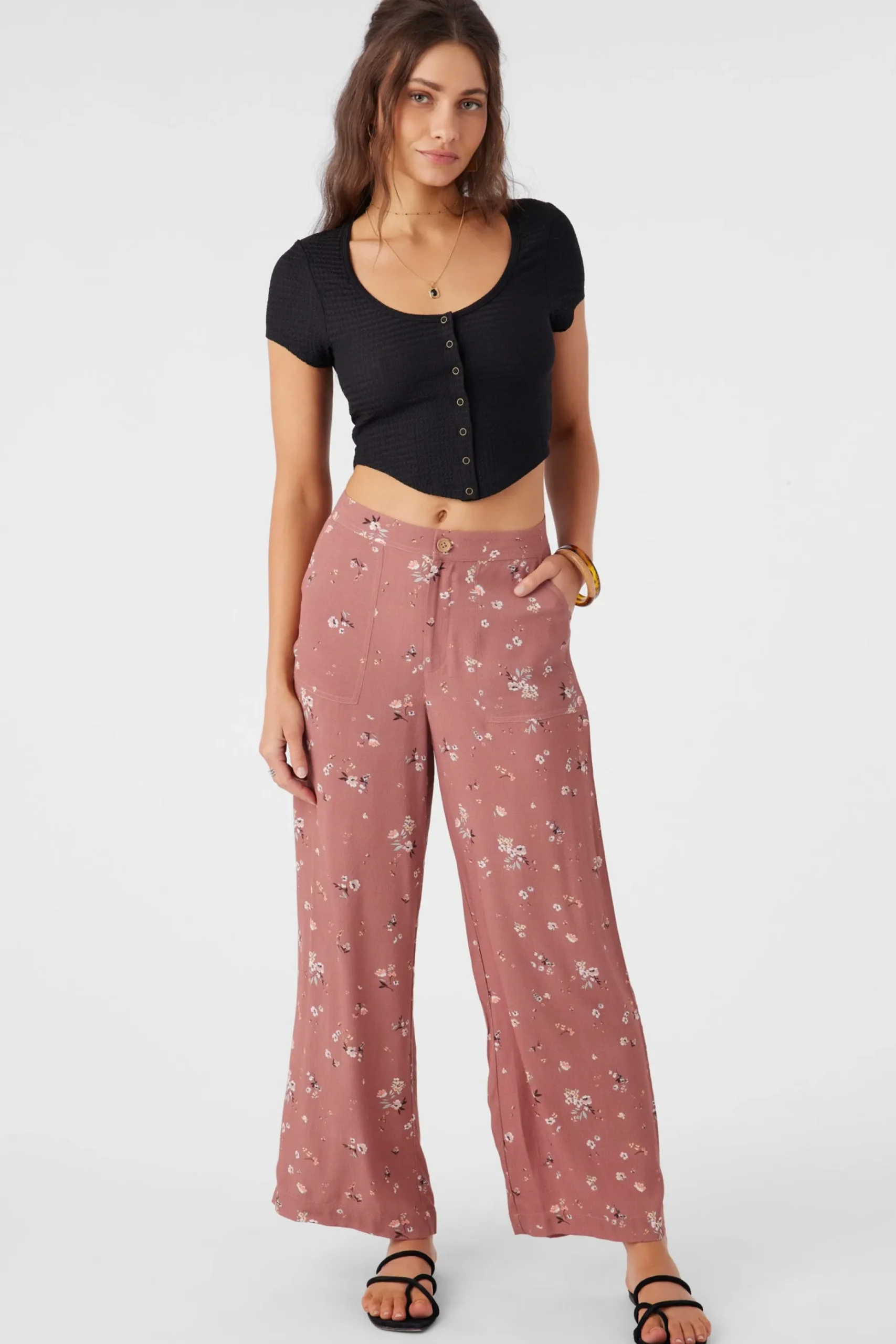RYLAN VENUS DITSY WIDE LEG PANTS